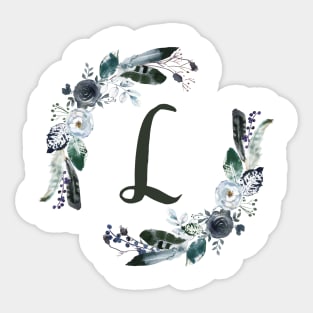 Floral Monogram L Dark Bohemian Flora Sticker